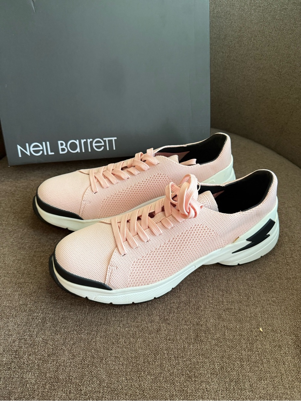 Neil Barrett Pink and Black Knit Low-Top Sneakers